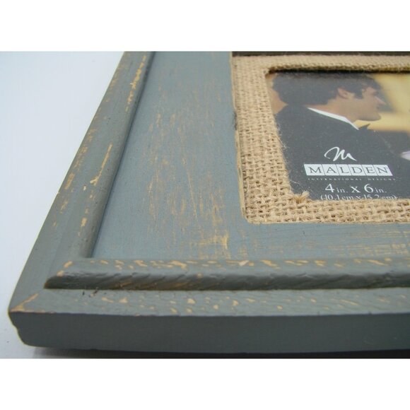 Distressed Wood Picture Frame Sage Green The Happy Couple 4X6 Photo Malden Int. - Picture 4 of 8